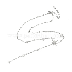 Collana a Y lunga con ciondolo a stella trasparente in micro pavé di acciaio inossidabile 304 per donna&nbsp;NJEW-C119-02P
