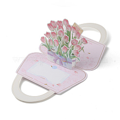 Pop-up-Karte mit Tulpenblumenstrauß&nbsp;LS-AJEW-WH0258-109B