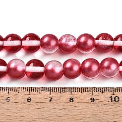 ベーキングペイント透明ガラスビーズ  ラウンド  ツートン  クリムゾン  9.5~10mm  穴：1.2mm&nbsp;X1-DGLA-N011-10mm-06