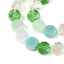電気メッキガラスビーズセット  フラットラウンド  多面カット  薄緑  7.5~8x4~5mm  穴：1~1.4mm  約25~27個/連  7.28~7.48インチ（18.5~19cm）&nbsp;EGLA-N022-03A-A06