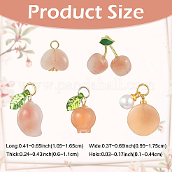 1 breloque en agate naturelle grenade/melon fu avec feuille&nbsp;G-YW0002-67