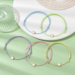 Браслет из светло-золотой латуни с плетеными бусинами BJEW-JB09737-03