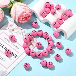 1 набор из 26 круглых силиконовых бусин с буквами&nbsp;ST-CJ0041-016