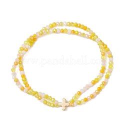 3 шт. многорядные браслеты из стеклянных бусин BJEW-JB12623