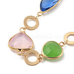 Ожерелья-нагрудники с гранеными треугольными стеклянными бусинами NJEW-R263-17G