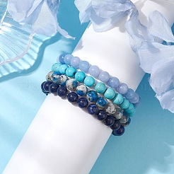 4шт Созвездие 8мм круглый натуральный лазурит и окрашенный белый нефрит BJEW-JB10641