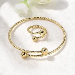 201 комплект браслетов-манжет и колец-манжет из нержавеющей стали SJEW-Z004-01G-01