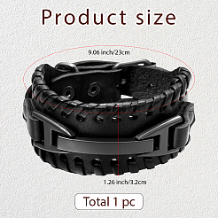 1шт. браслеты из искусственной кожи для мужчин с пряжкой из сплава AJEW-GF0011-49B