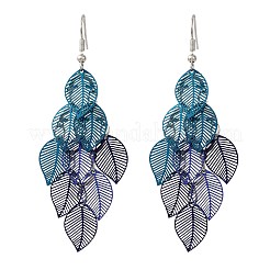 Серьги-подвески в форме листьев из нержавеющей стали 430&nbsp;EJEW-A137-08P-04