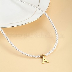 Сплав буква а кулон ccb и имитация жемчуга бисерные ожерелья для женщин WGAD56C-01