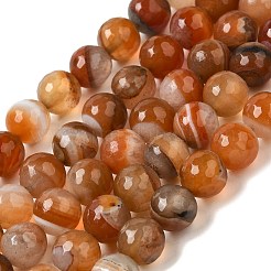 天然瑪瑙（染色・加熱）ビーズ連売り  多面カット  ラウンド  チョコレート  10~10.5mm  穴：1mm  約38個/連  15.16~15.28''（38.5~38.8センチメートル）&nbsp;G-H066-B08-03