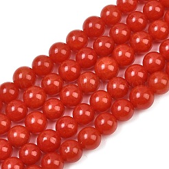 Naturels teints en blanc perles de jade brins&nbsp;GG-CBAEB22-B01-8mm-06