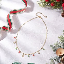 Рождественские латунные снежинки с прозрачными кубическими цирконами и звездой из нержавеющей стали 304 и круглой стеклянной кисточкой NJEW-JN05504