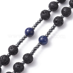 Collane di perle di rosario con lapislazzuli naturali&nbsp;NJEW-JN04461-01