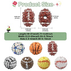 35 шт. 7 вида спортивных непрозрачных акриловых бусин&nbsp;MACR-CJ0002-38