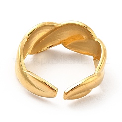 Ионное покрытие (ip) 304 нержавеющая сталь скрученная веревка открытое манжетное кольцо для женщин&nbsp;X-RJEW-F131-17G