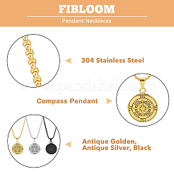 3 шт. набор из 3-х цветных кулонов-компасов из нержавеющей стали 304&nbsp;NJEW-FI0001-51