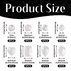 40 шт. 8 вида прозрачных стеклянных кабошонов со стразами&nbsp;RGLA-TA0001-08