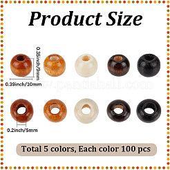 500 pieza de cuentas de madera de arce de 5 colores&nbsp;WOOD-GF0002-47