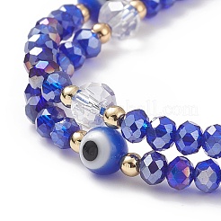 Murano mal de ojo y pulsera de cuentas trenzadas de vidrio&nbsp;BJEW-TA00183-01