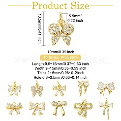 10 Stück 10 Stile Messing Micro Pave klare Zirkonia Charms&nbsp;KK-CJ0002-52