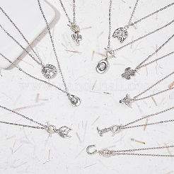 10 шт. набор из 10-х стильных ожерелий с подвесками из сплава и цепочками из нержавеющей стали 304&nbsp;NJEW-AB00019