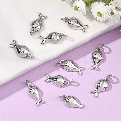 シェグレース 真鍮製クリアキュービックジルコニアチャーム  魚のチャーム  カドミウムフリーと鉛フリー＆ニッケルフリー  プラチナメッキ  12x6x2.5mm  穴：2.5mm&nbsp;XGRQ3P017-582P