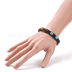 Bracelet de perles rondes tressées en pierres précieuses mélangées naturelles et synthétiques&nbsp;BJEW-TA00131