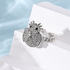 Anelli polsino aperto regolabile in ottone micro pavé di zirconi cubici per donna&nbsp;RJEW-A072-01A-P