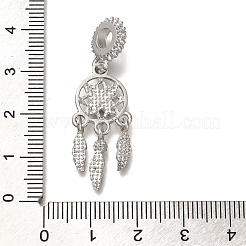ラック メッキ 合金 ラインストーン ヨーロピアン ダングル チャーム  羽根の大きな穴のチャームが付いた編み込みウェブ/ネット  エナメルスタイル  プラチナ  41mm  穴：4.8mm&nbsp;PALLOY-P307-08P