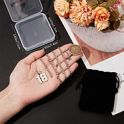 1 шт. 304 нержавеющая сталь Фигаро цепочка ожерелье с подвеской в виде цифры&nbsp;NJEW-BBC0001-28B-P