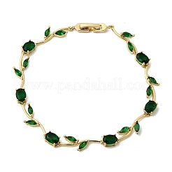 Bracciali a catena con maglie in ottone micro pavé di zirconi cubici per donna&nbsp;BJEW-D455-01G-06
