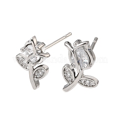 Boucles d'oreilles en laiton avec zircone cubique de micro pave&nbsp;KK-CBA8324-19P-01
