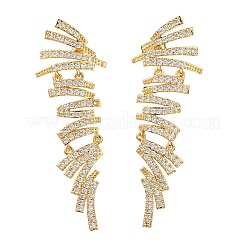 Pendientes colgantes de latón multicapa con micro circonitas cúbicas transparentes para mujer.&nbsp;EJEW-F418-24G