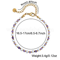 Armbänder aus natürlichem Amethyst und Imitationsperlen für Damen&nbsp;UB9347