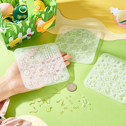 クローバーシリーズ DIY シリコンオーナメント型 3種類 3個  UVレジン用  エポキシ樹脂工芸品作り  50個のプラスチック製イヤーナット付き  ピアスフック24個とジャンプリング24個  混合図形  ゴールドカラー  ホワイト  120x115x4mm  穴：2mm  内径：8~42x7~23mm&nbsp;SIMO-TA0001-22