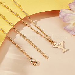 Collier avec pendentif lettre en acier inoxydable 304 et chaîne en laiton 1 pièce&nbsp;NJEW-LP0001-35Y-G