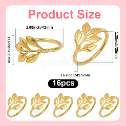 クリスマステーマの合金製ナプキンリング16個  ナプキンホルダー装飾  レストランデイリーアクセシロエス  ゴールドカラー  26x42x42.5mm&nbsp;AJEW-GF0013-16G