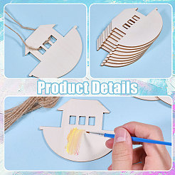 Boot unvollendete leere Holzanhänger Set für Malerei Kunst&nbsp;LS-FIND-WH0152-946