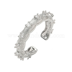 Anneaux ouverts de manchette en laiton à micro-pavé de zircone cubique&nbsp;RJEW-C163-12P