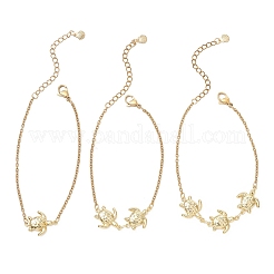 3 шт. 3 варианта браслетов из нержавеющей стали 304 с звеньями в виде черепахи&nbsp;BJEW-JB13417