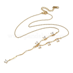Y-Halsketten mit Anhänger aus Edelstahl 304 und Strassen für Damen&nbsp;NJEW-F375-01G-01