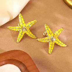 Серьги-гвоздики с эмалированными морскими звездами из нержавеющей стали 304&nbsp;EJEW-Z147-06G