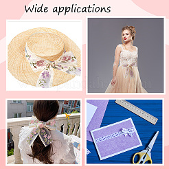 10 ярд двухцветной поликоттоновой кружевной ленты с вышивкой в виде цветка AJEW-CY0001-36