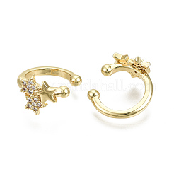 Латунные серьги-манжеты из прозрачного кубического циркония&nbsp;EJEW-T046-23G-NF