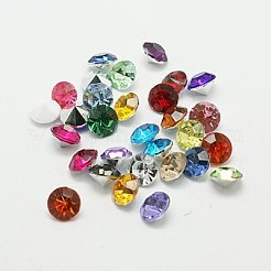 模造台湾アクリルラインストーン尖底カボション  多面カット  ダイヤモンド  ミックスカラー  3.5x3mm&nbsp;GACR-A003-3.5mm-M
