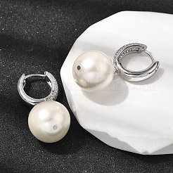 Круглые серьги-кольца из латуни с микропаве из прозрачных кубических цирконий&nbsp;EJEW-H180-01A-P