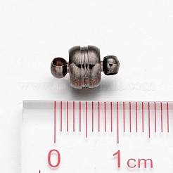 ループ付き真鍮製マグネットクラスプ  オーバル  ガンメタ色  12x7mm  穴：1.5mm&nbsp;KK-H361-B