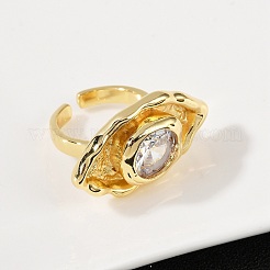 Латунные регулируемые открытые манжеты с кубическим цирконием для женщин&nbsp;RJEW-R032-01G