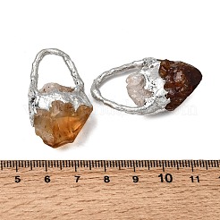 Ciondoli in quarzo giallo naturale grezzo riscaldato e ottone&nbsp;G-G466-01P